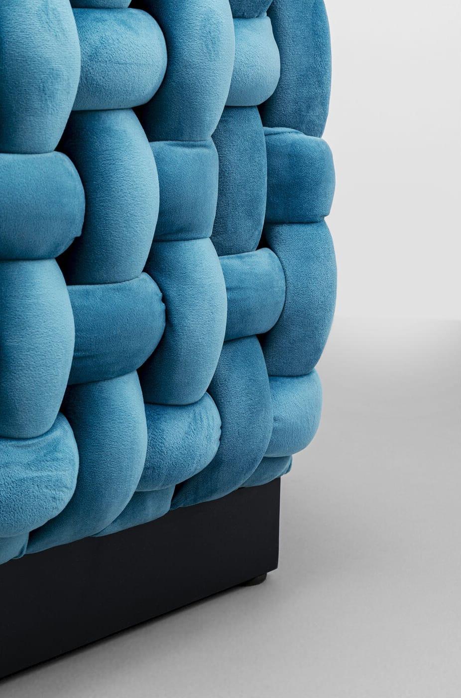 KARE Design Tabouret Weave Square bleu 47x47  