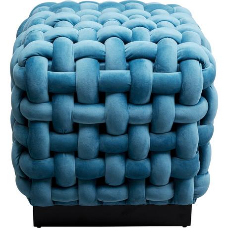 KARE Design Tabouret Weave Carré bleu 47x47  