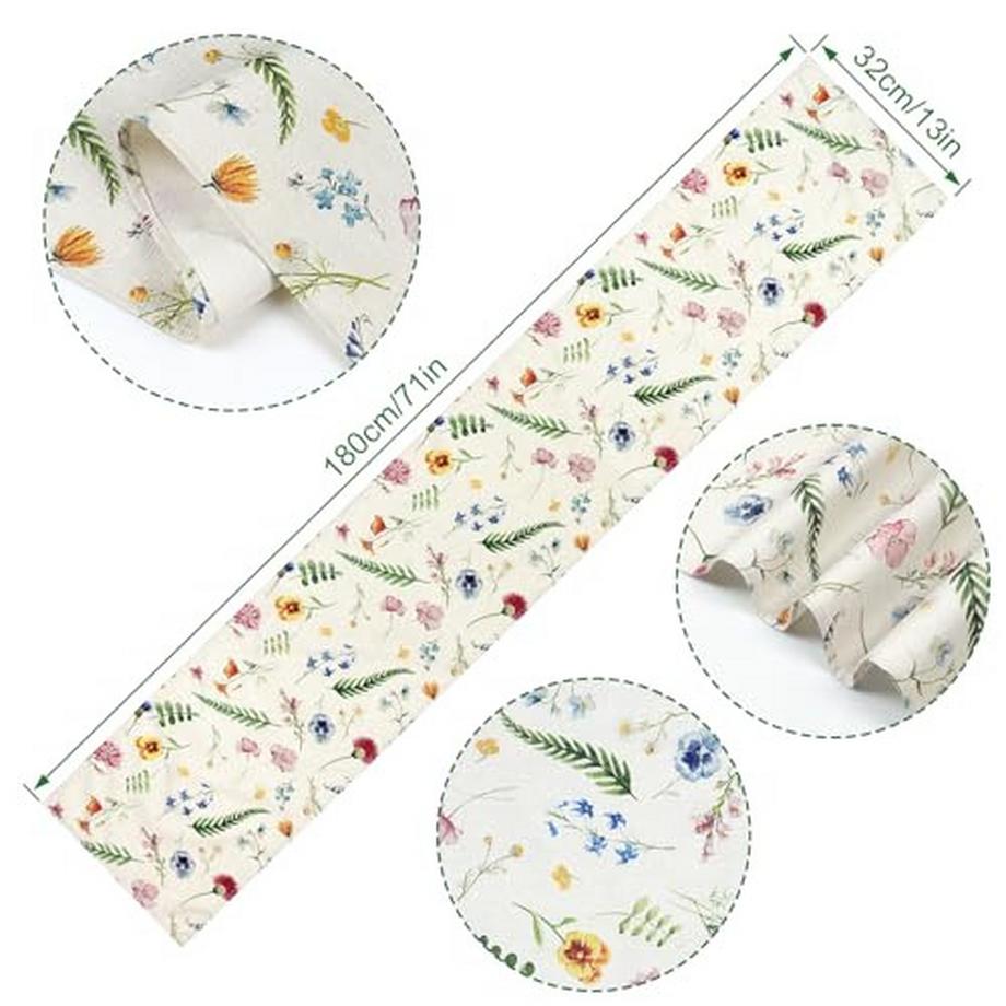 Alopini Chemin de table vintage lavable pour la salle à manger et la cuisine  