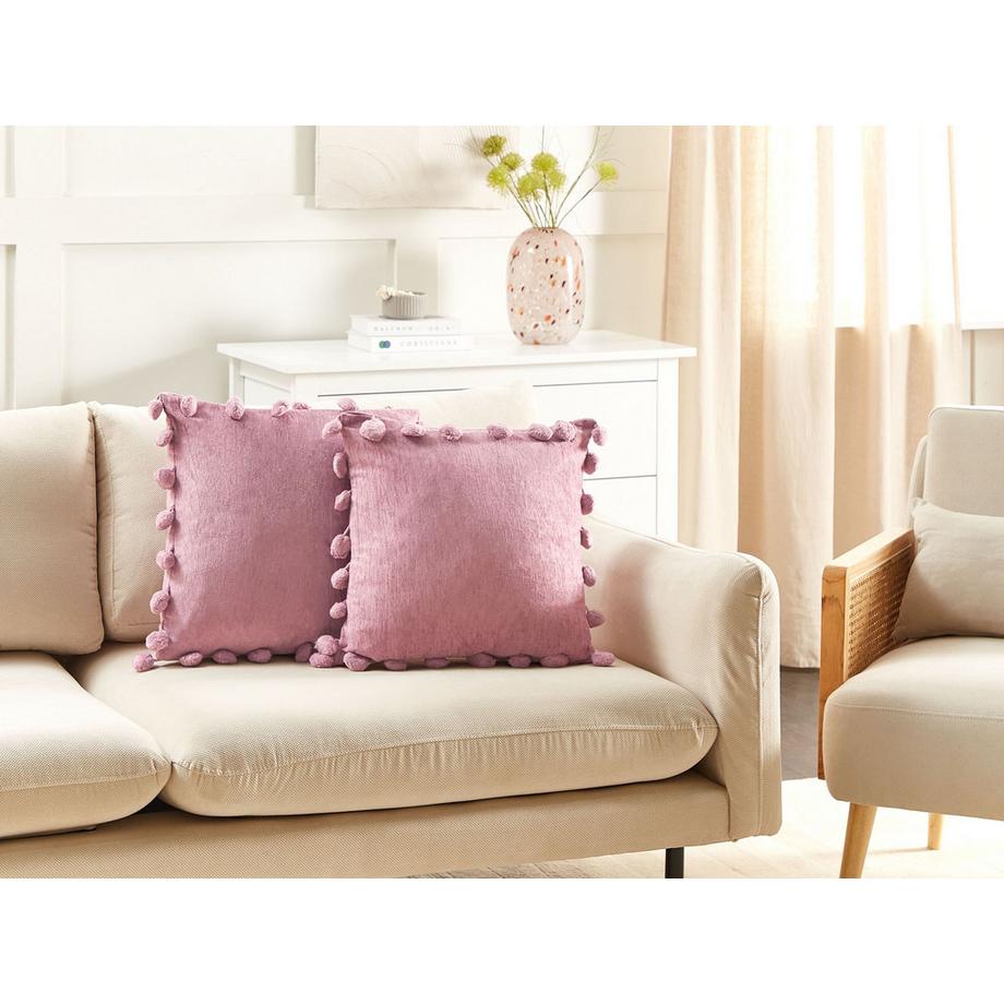 Beliani Dekokissen 2er Set aus Polyester Boho JASMINE  