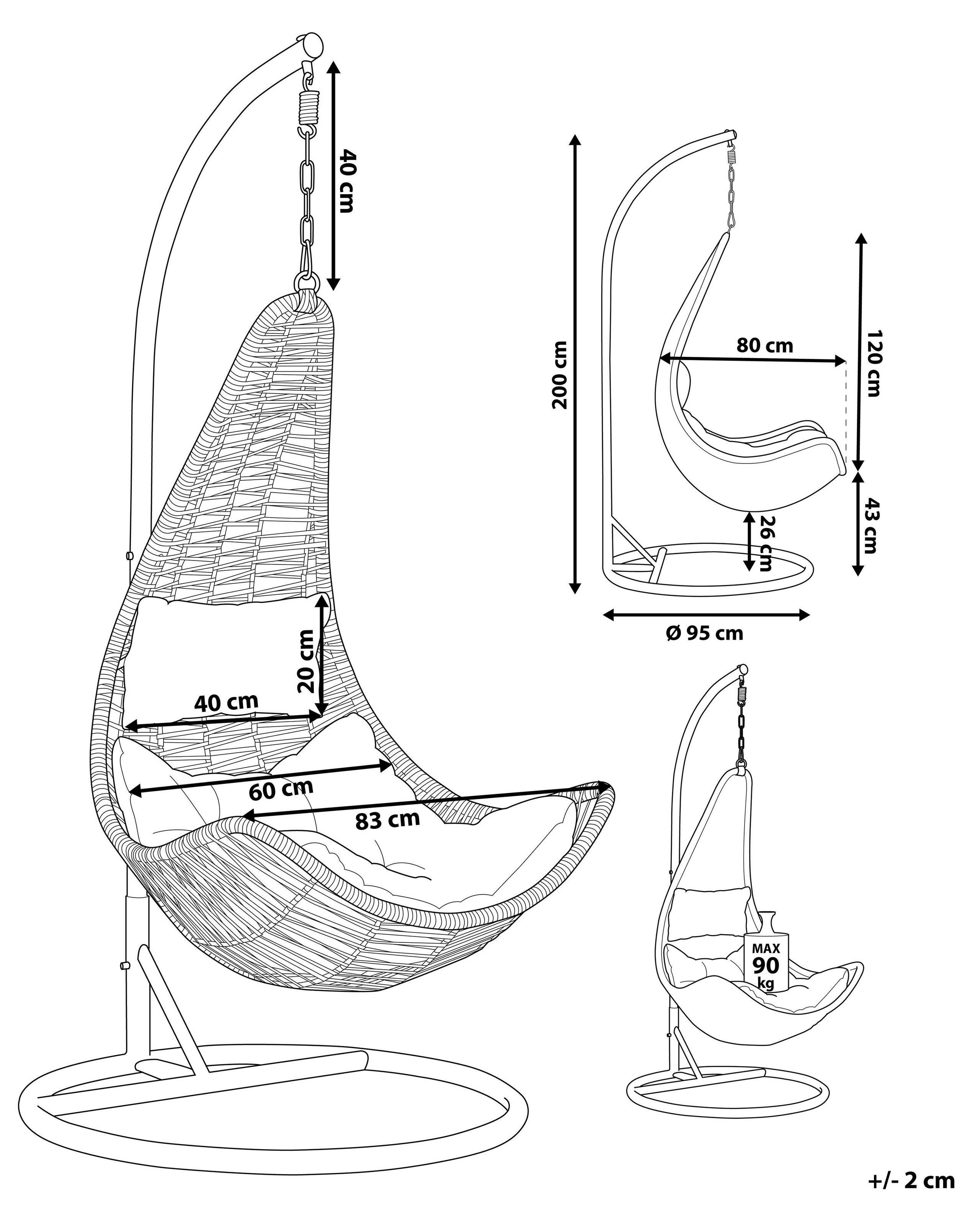 Beliani Fauteuil suspendu avec support en Polyrotin Rétro ATRI II  