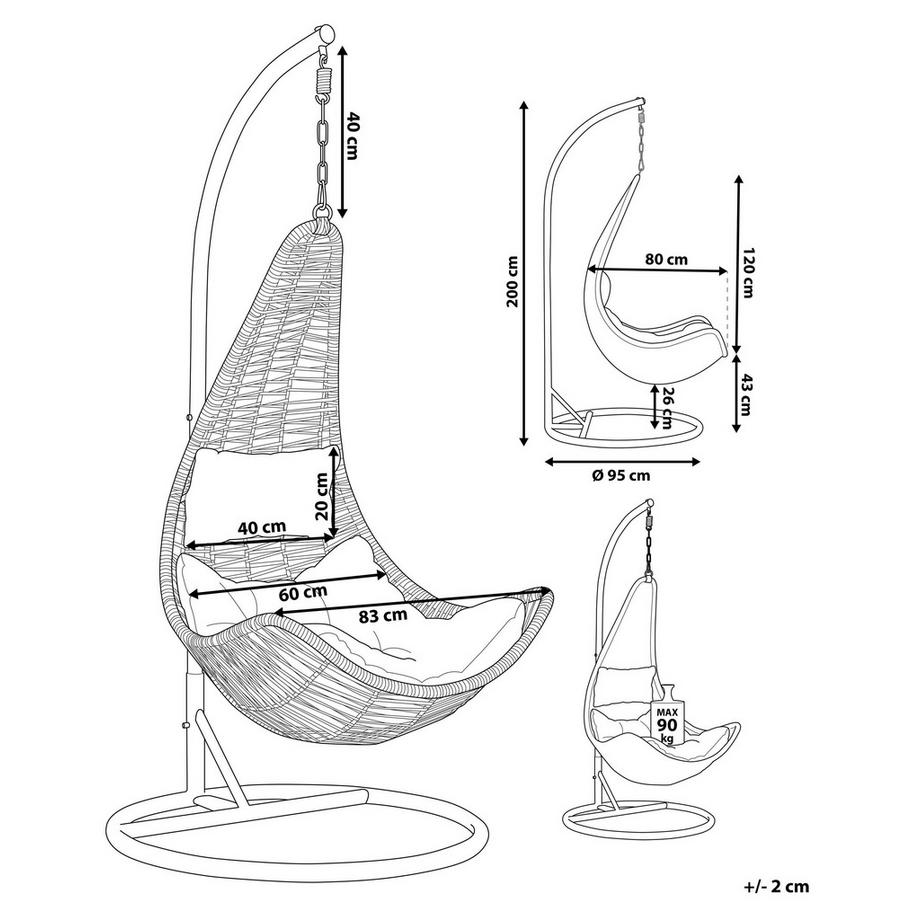 Beliani Hängesessel mit Gestell aus PE Rattan Retro ATRI II  