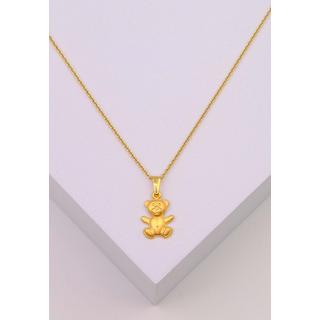 MUAU Schmuck  Anhänger Teddybär Gelbgold 750, 19x10mm 