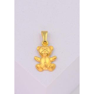 MUAU Schmuck  Anhänger Teddybär Gelbgold 750, 19x10mm 