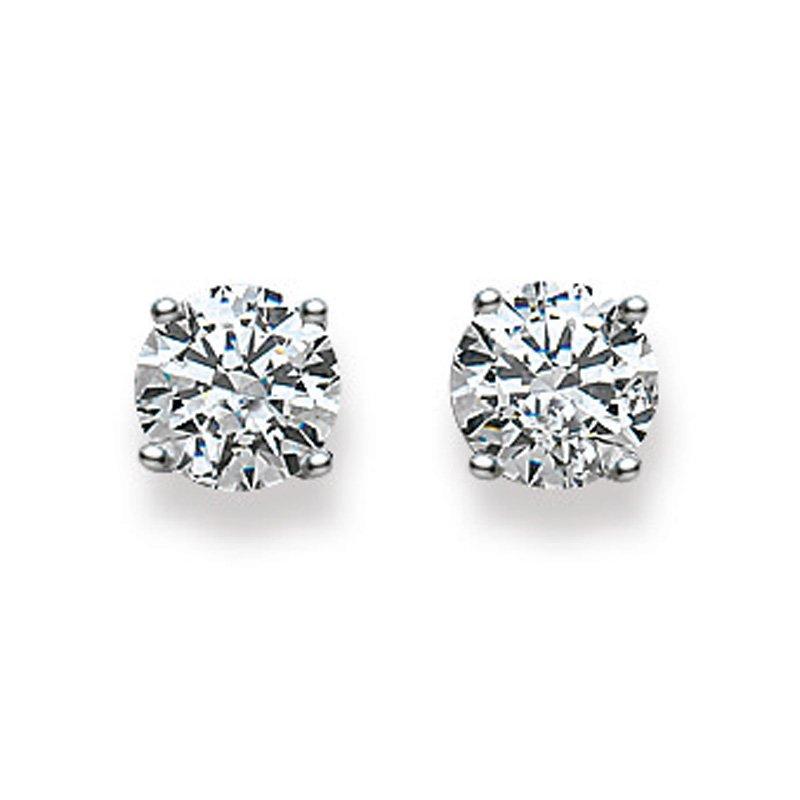 MUAU Schmuck  Clous d'oreilles or blanc 750 Zircone 7mm 