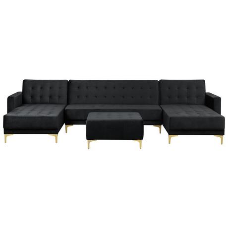 Beliani U-förmiges Sofa mit Ottomane aus Samtstoff Modern ABERDEEN  