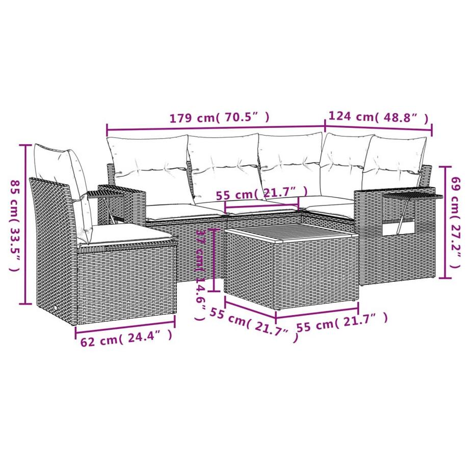 VidaXL Ensemble de canapés de jardin rotin synthétique  