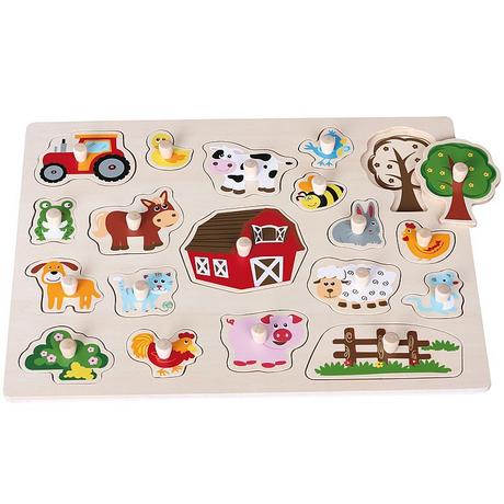 Spielba Holzspielwaren  Puzzle Tiere Gross mit Griffli (19Teile) 