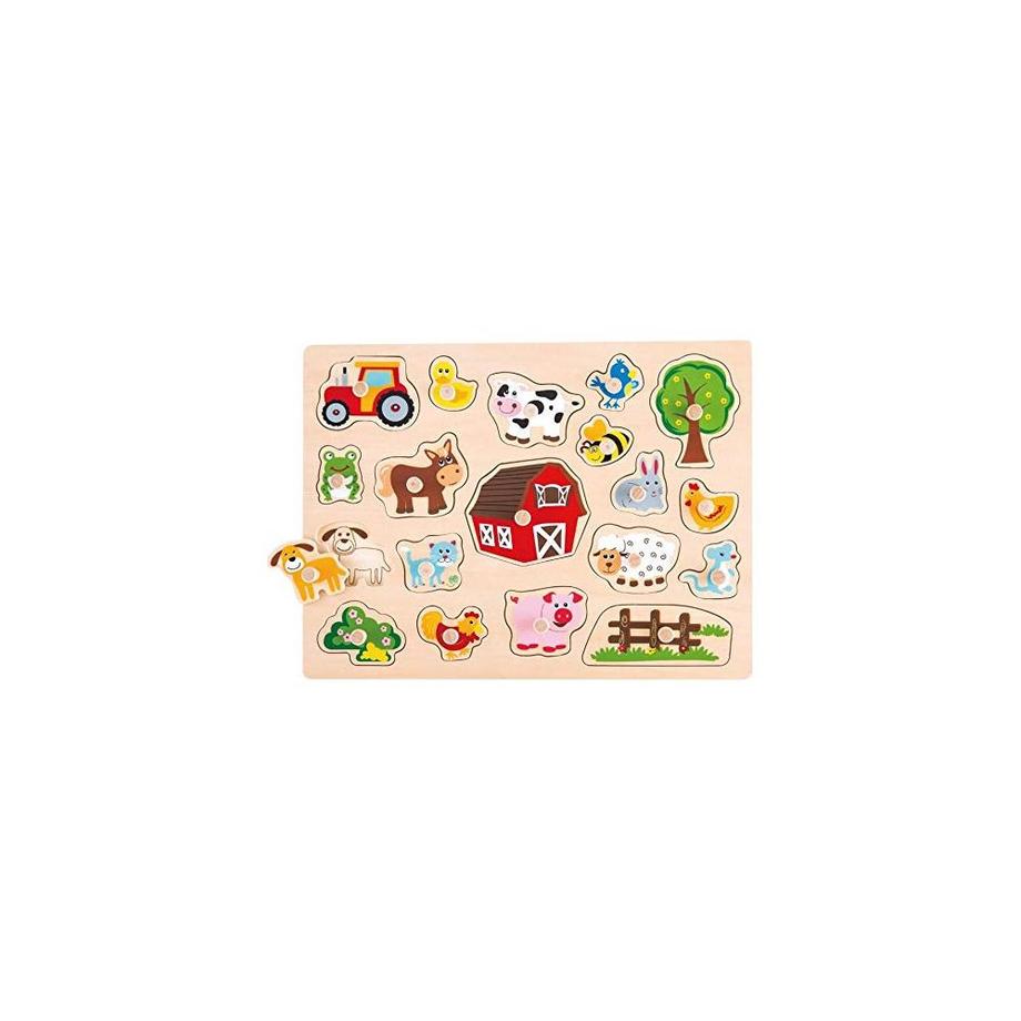 Spielba Holzspielwaren  Puzzle Tiere Gross mit Griffli (19Teile) 