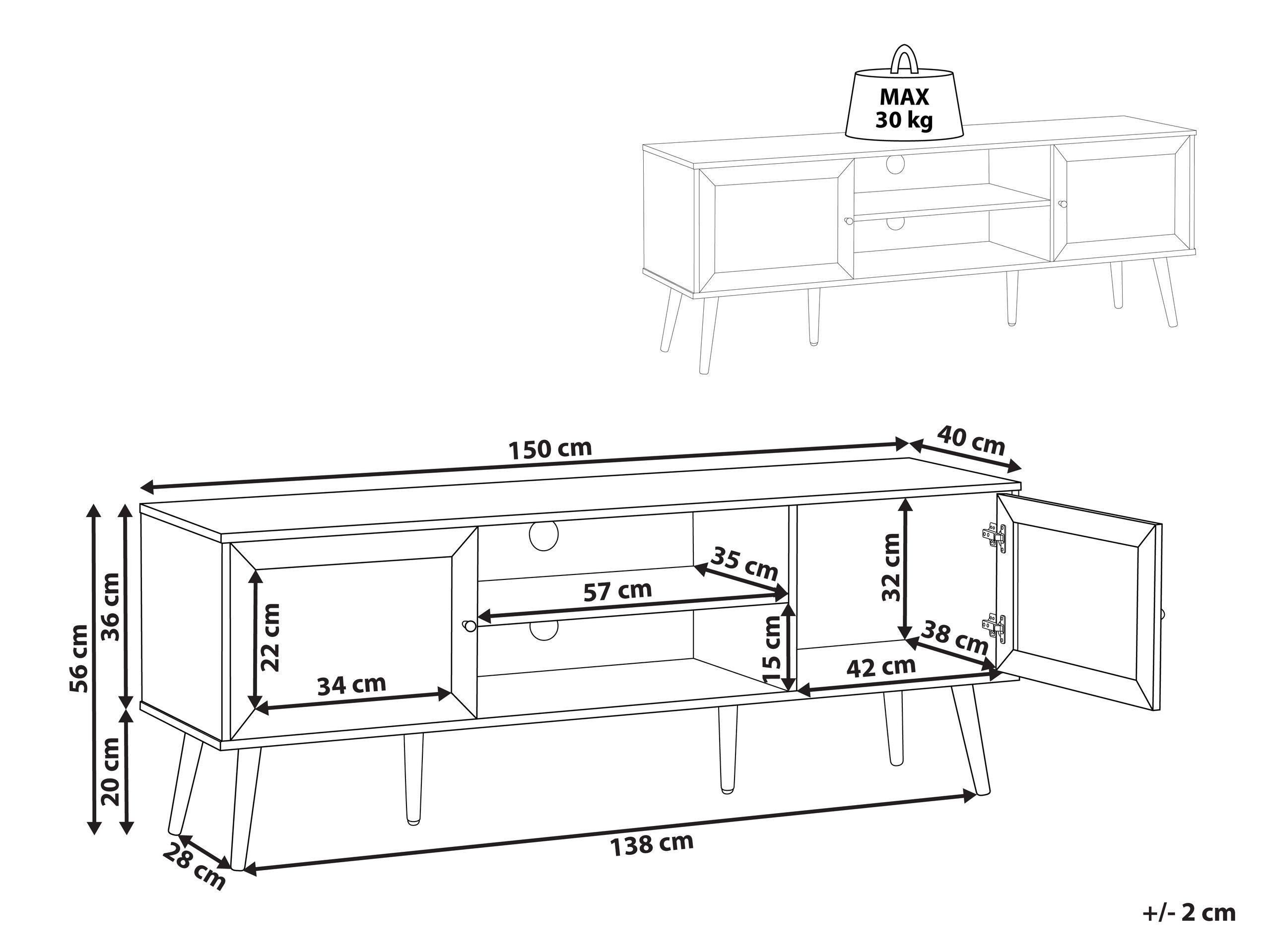 Beliani Meuble TV en Panneau de particules de bois Minimaliste ALBANY  