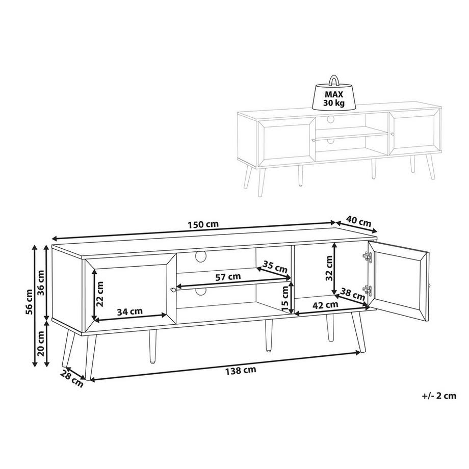 Beliani TV-Möbel aus Faserplatte Skandinavisch ALBANY  