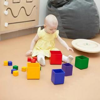 Montessori  Montessori-Pädagogik, Montessori Spielzeug, Holzspielzeug für Kinder - Bunte Holzwürfel 