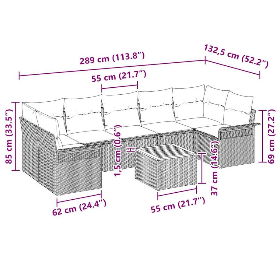 VidaXL Set Divano da Giardino Polyrattan  