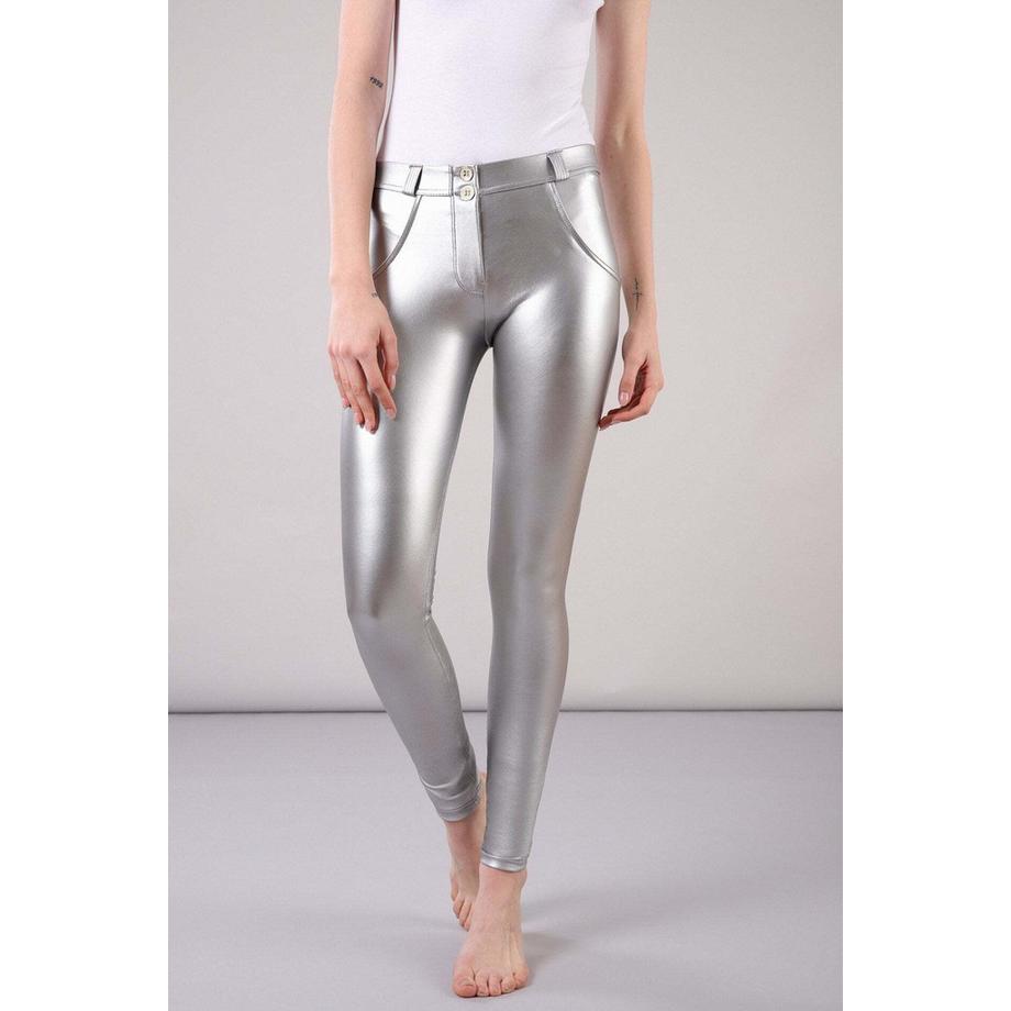 FREDDY WR.UP Pantaloni Superskinny Vita Media Effetto Metallico  