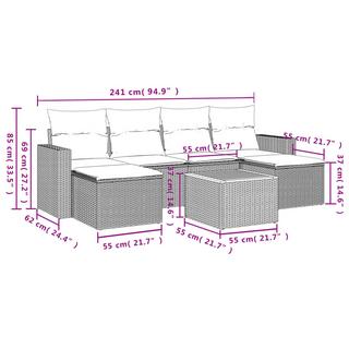 VidaXL Ensemble de canapés de jardin rotin synthétique  