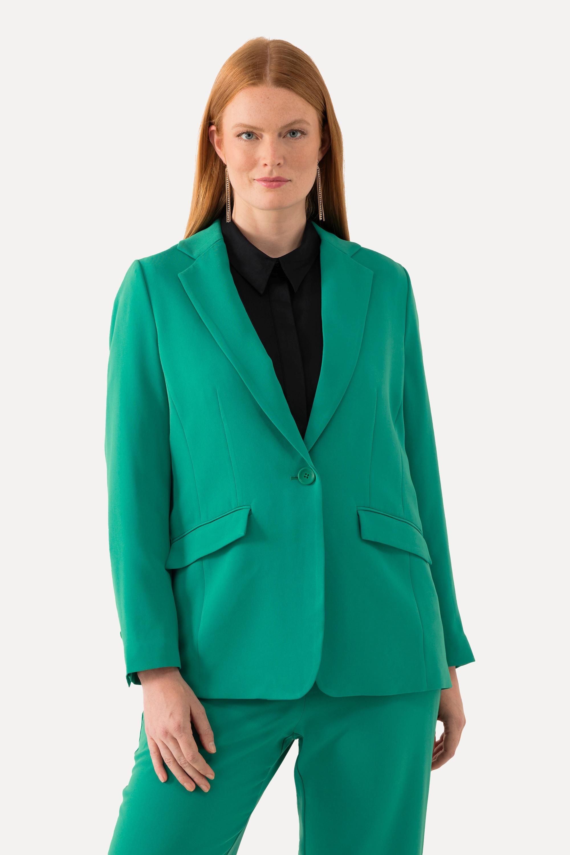 Ulla Popken  Blazer avec col à revers, poches à rabat et fermeture 1 bouton 