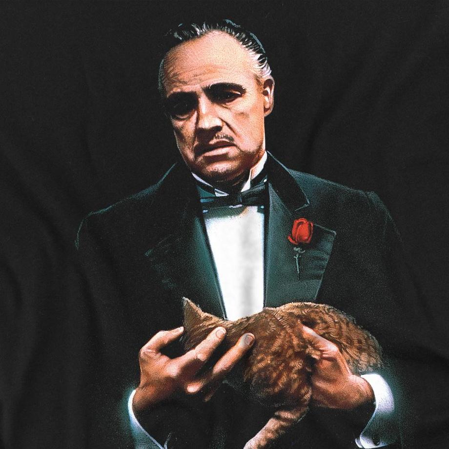 The Godfather Don Vito Corleone Gatto T-Shirt Maniche Lunghe  