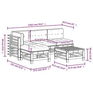 VidaXL set divani da giardino Legno  