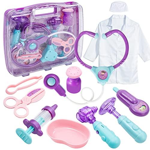 Activity-board  Ensemble de médecins pour enfants, manteau de médecin, jouets de médecin à partir de 3 ans, jeux de médecins, cadeaux, jouets pour enfants de 4, 5, 6 ans (violet) 