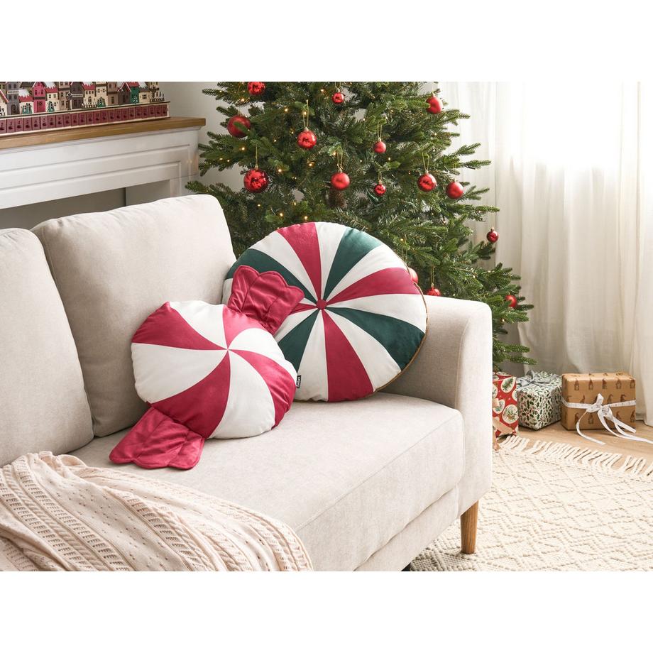 Beliani Dekokissen 2er Set aus Samtstoff Klassisch TWIRL TREATS  