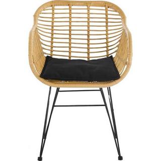 mutoni Poltrona, aspetto rattan naturale, con cuscino del sedile nero, set di 2  