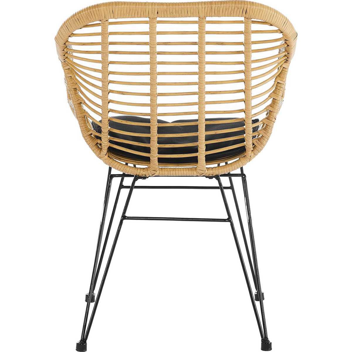 mutoni Set di 2 poltrone in rattan naturale con cuscino di seduta nero  