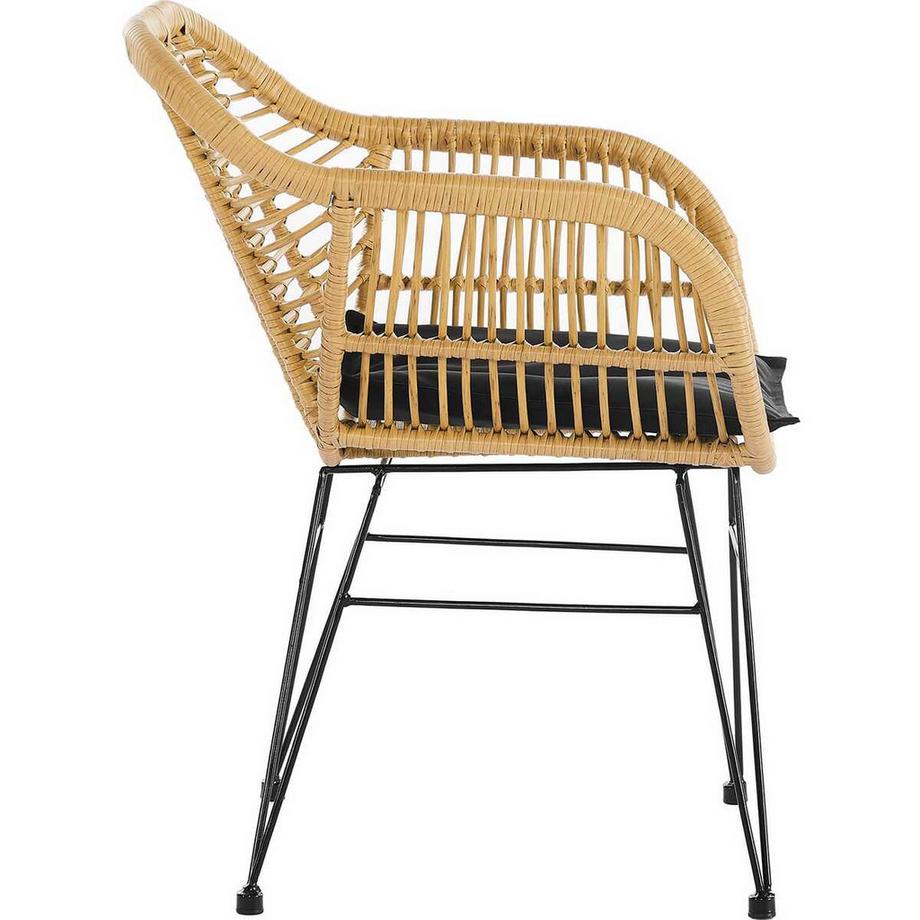 mutoni Armlehnstuhl Rattanoptik natur mit Sitzkissen 2er-Set  