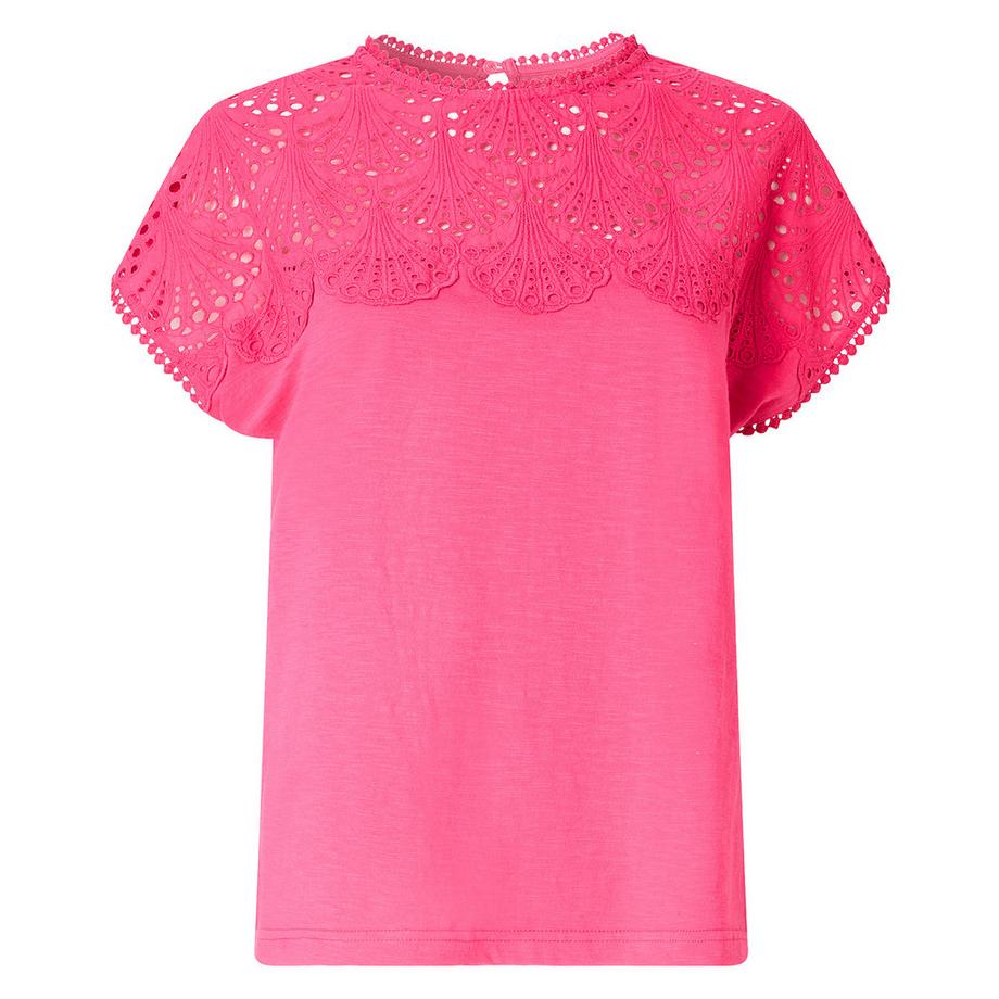 Joe Browns T-Shirt in jersey con scollo a ricamo sangallo  