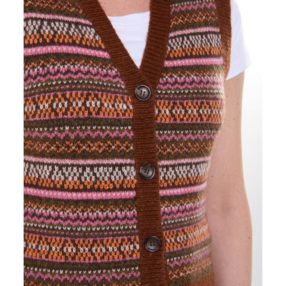 Joe Browns Pull Sans Manches en Maille Jacquard Fair Isle Boutonné Jours d'Automne  