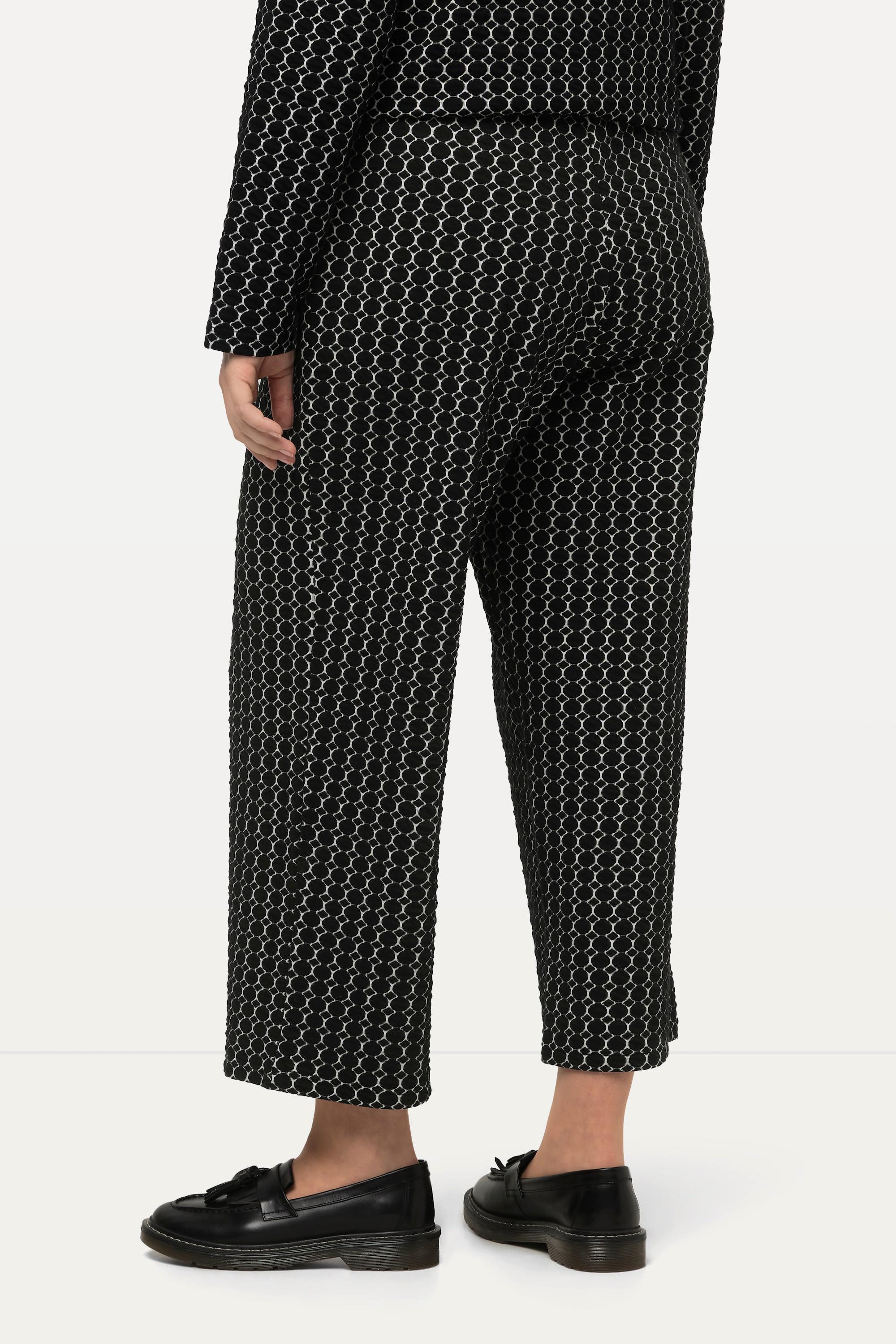 Ulla Popken  Culottes in felpa di cotone biologico con pallini, cintura elastica e taglio della gamba ampio 