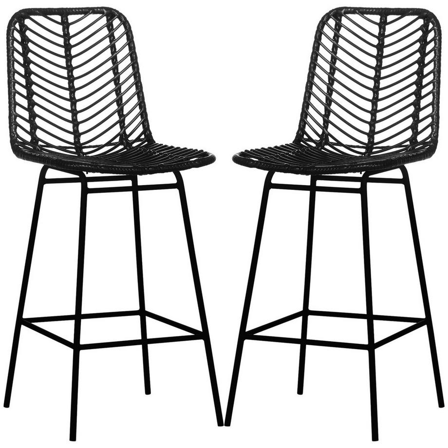 Northio  Lot de 2 tabourets de bar, tabourets de bistro avec repose-pieds, chaise de bar, chaise de cuisine avec pieds en acier pour salon, salle à manger, noir, 42,5 x 52 x 102 cm 