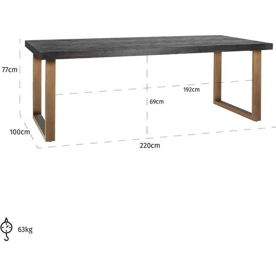 mutoni Table de salle à manger Blackbone noir laiton 220  