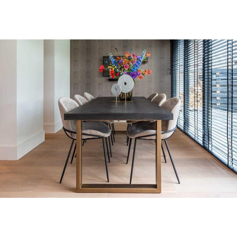 mutoni Table de salle à manger Blackbone noir laiton 220  