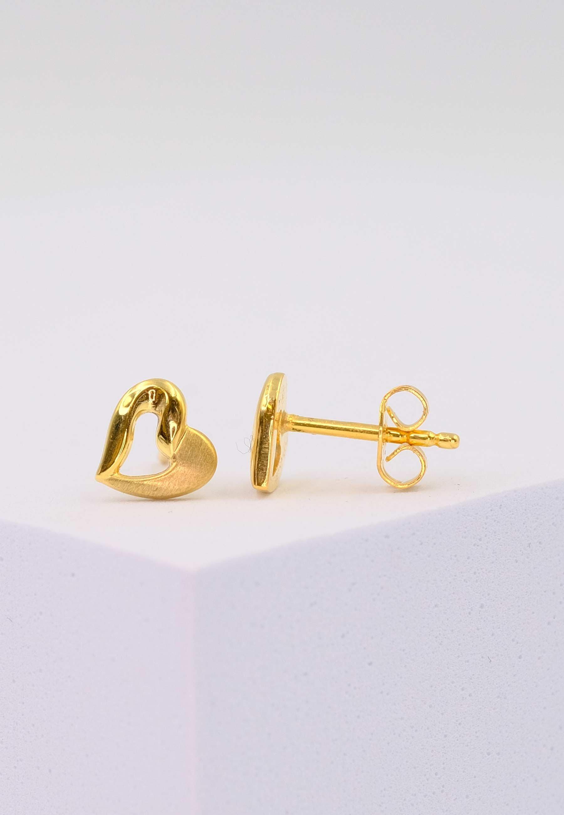 MUAU Schmuck  Ohrstecker Herz Gelbgold 750, 7mm 