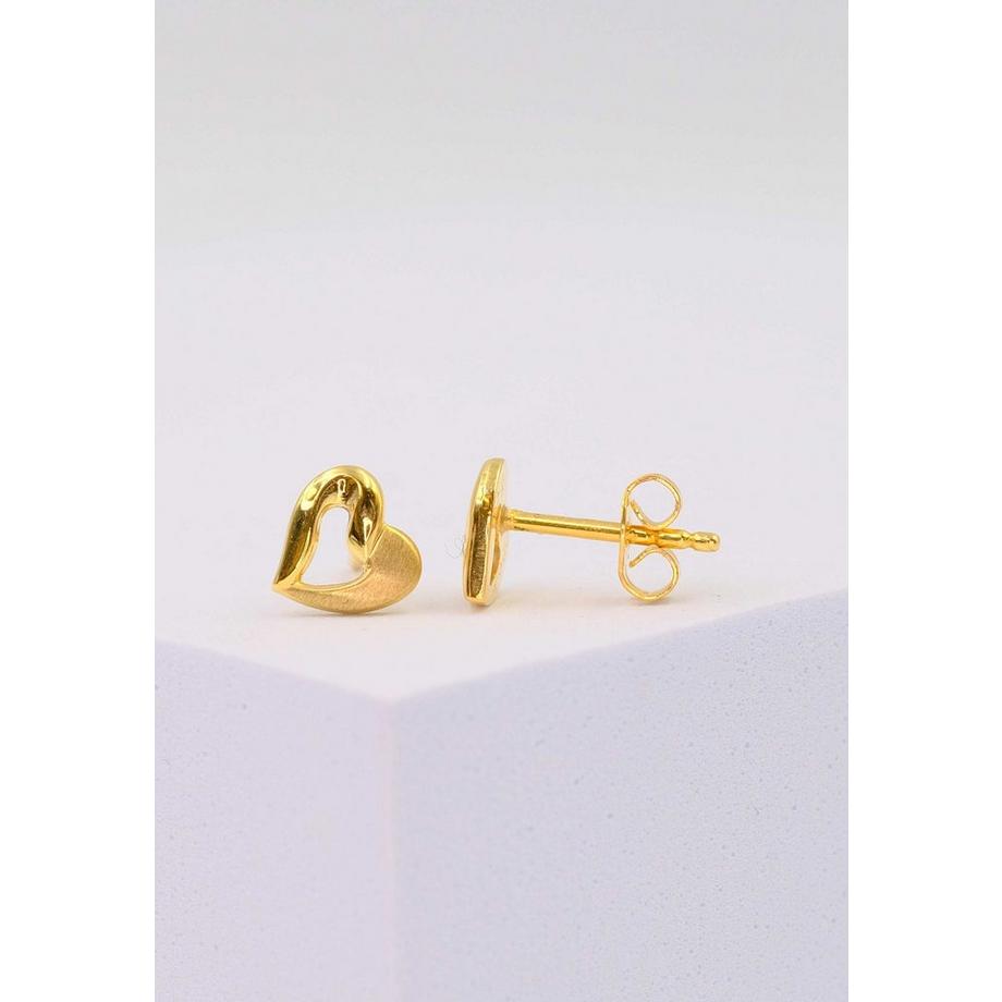 MUAU Schmuck  Ohrstecker Herz Gelbgold 750, 7mm 