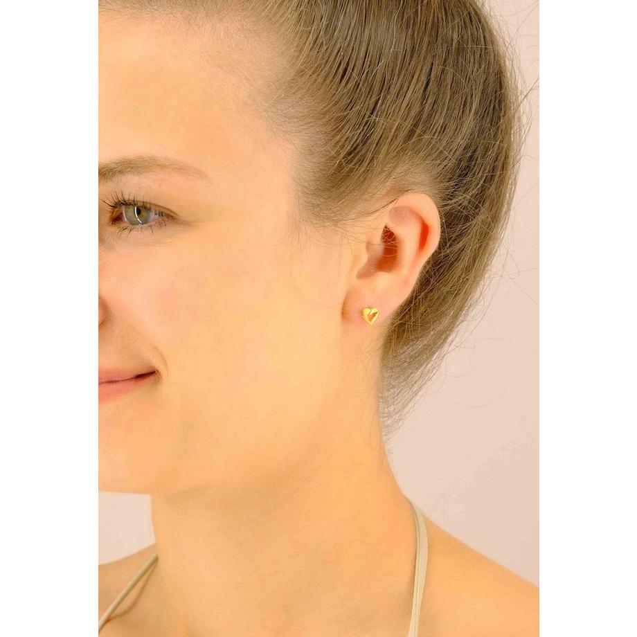 MUAU Schmuck  Ohrstecker Herz Gelbgold 750, 7mm 
