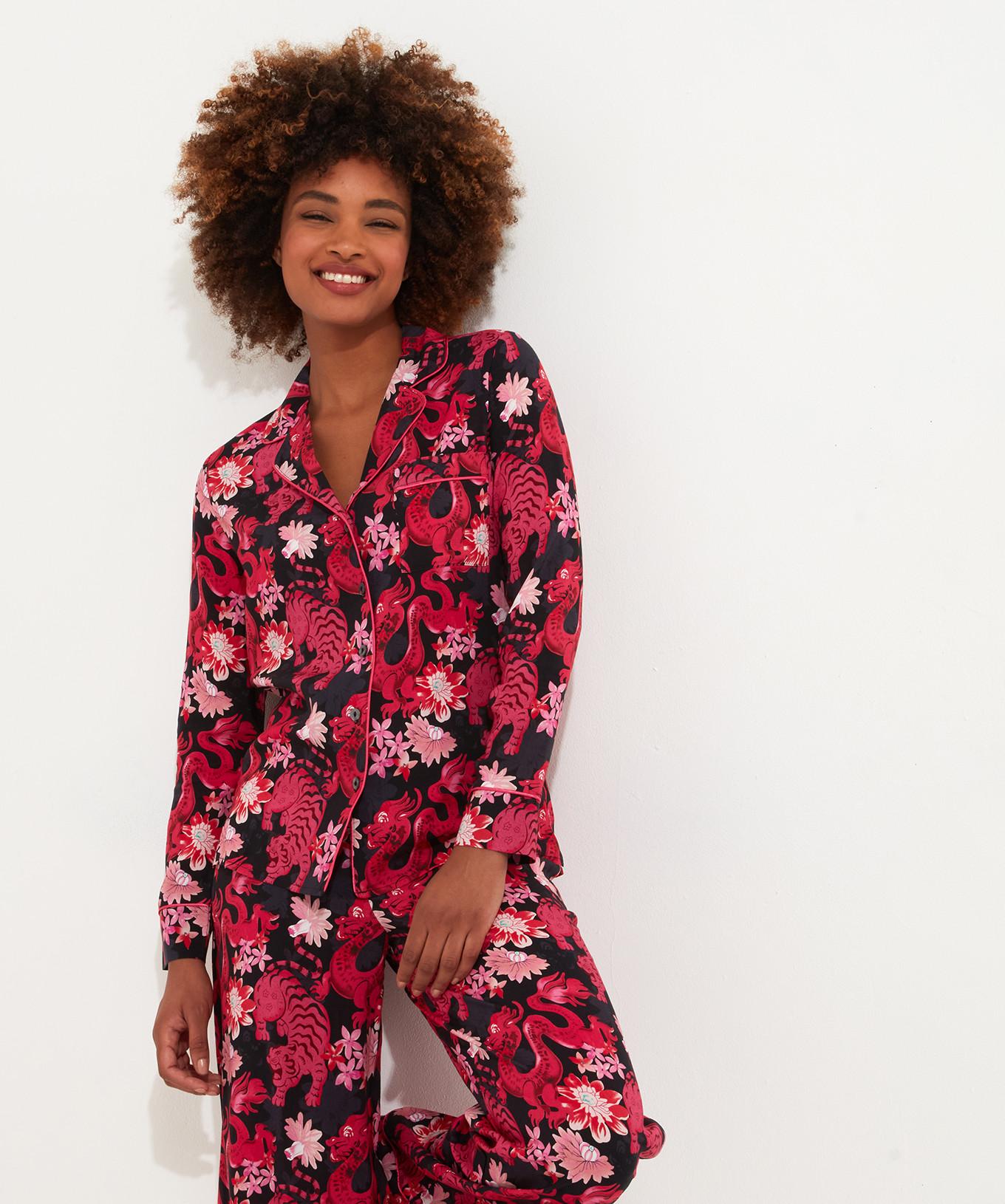 Joe Browns  Pyjama-Oberteil mit Drachenmuster und Knopfleiste 