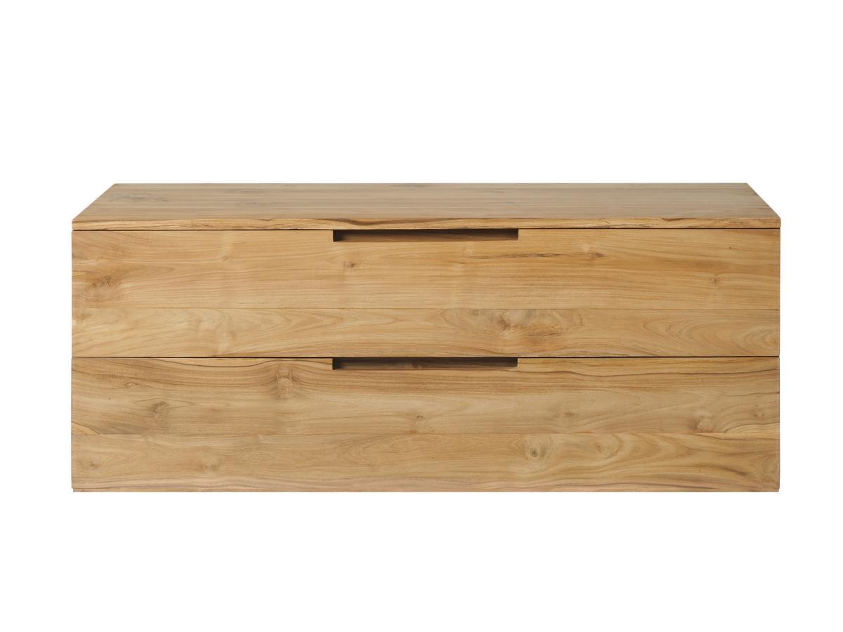 Vente-unique Mobili per bagno sospeso con lavabo doppio 2 cassetti 115 cm in Teak chiaro - BIMBING  
