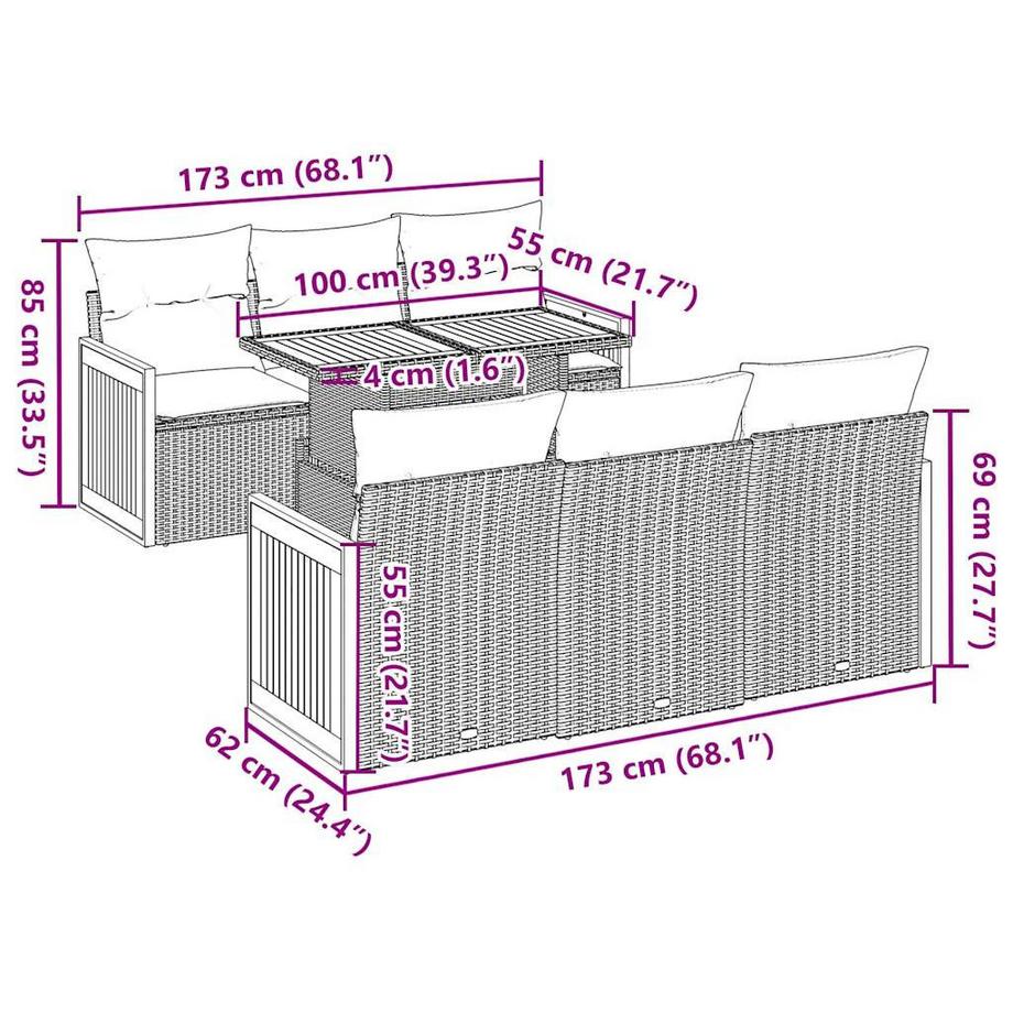 VidaXL Ensemble de canapés de jardin rotin synthétique  