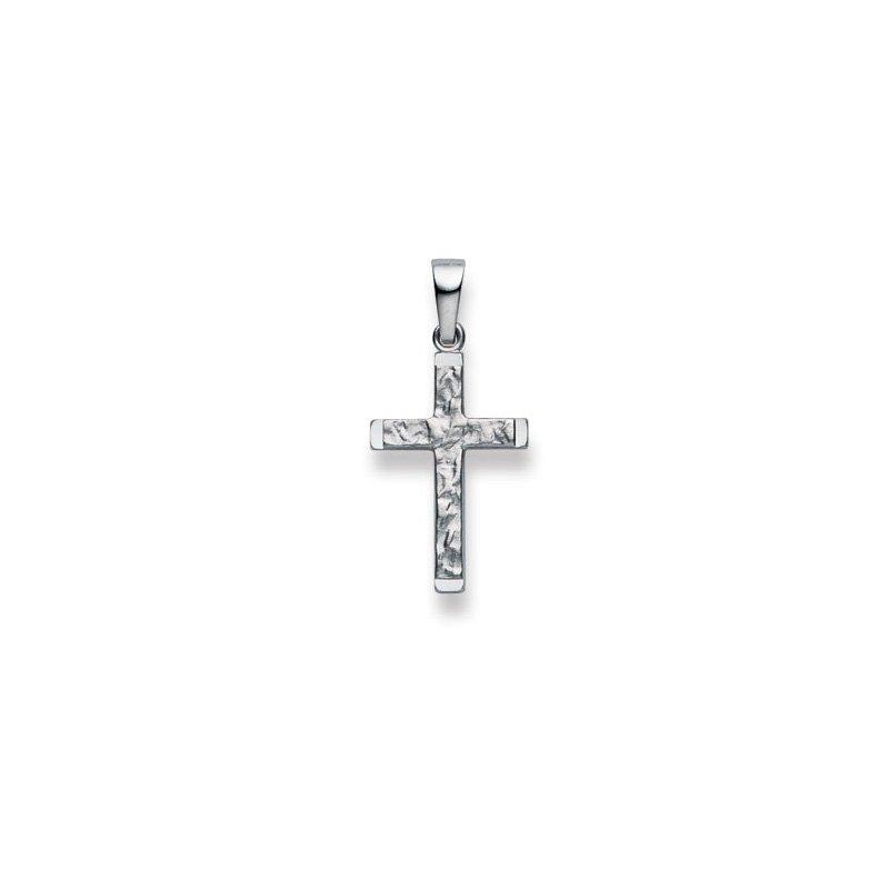 MUAU Schmuck  Pendentif croix en or blanc 750, 26x12mm 