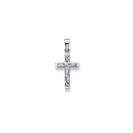 MUAU Schmuck  Pendentif croix en or blanc 750, 26x12mm 