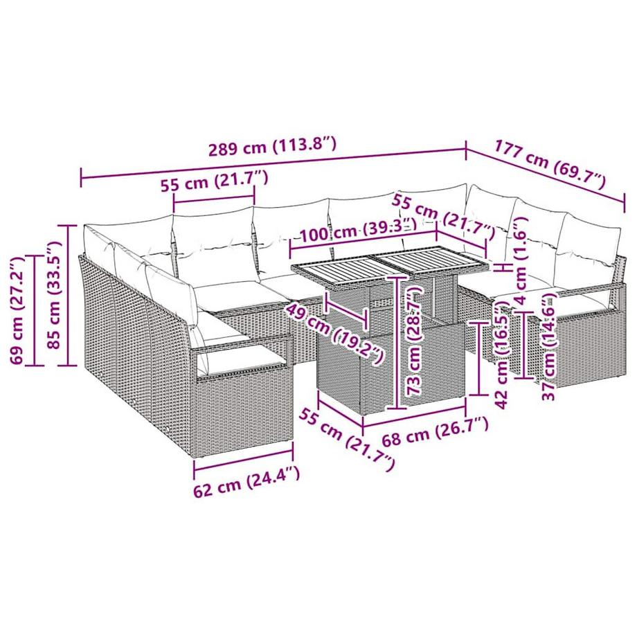 VidaXL Ensemble de canapé de jardin poly rattan  
