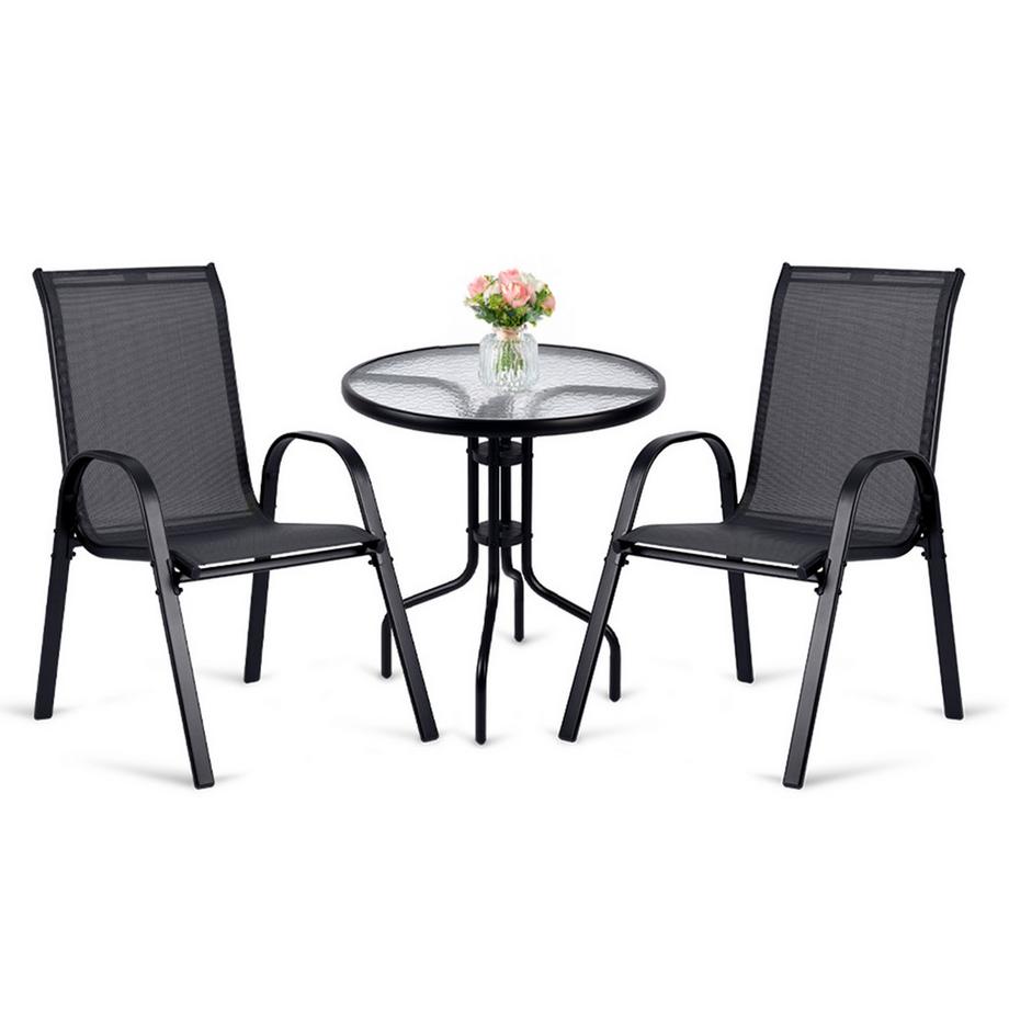 B2X Garten-Set: Runder Tisch und 2 Gartenstühle  