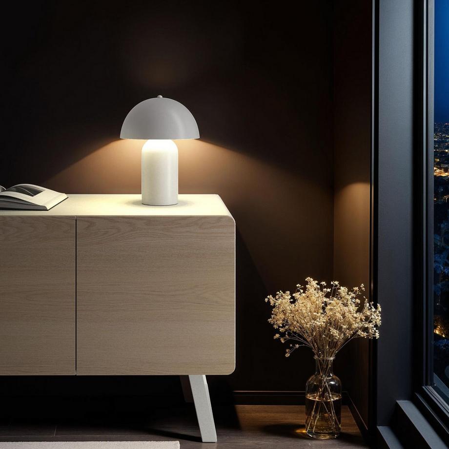 Tectake  Akku-Tischlampe Kade Retro-Pilzdesign im 70er-Jahre-Stil, indirektes Licht beschichteter Stahl, 3 Helligkeitsstufen, 5 W 