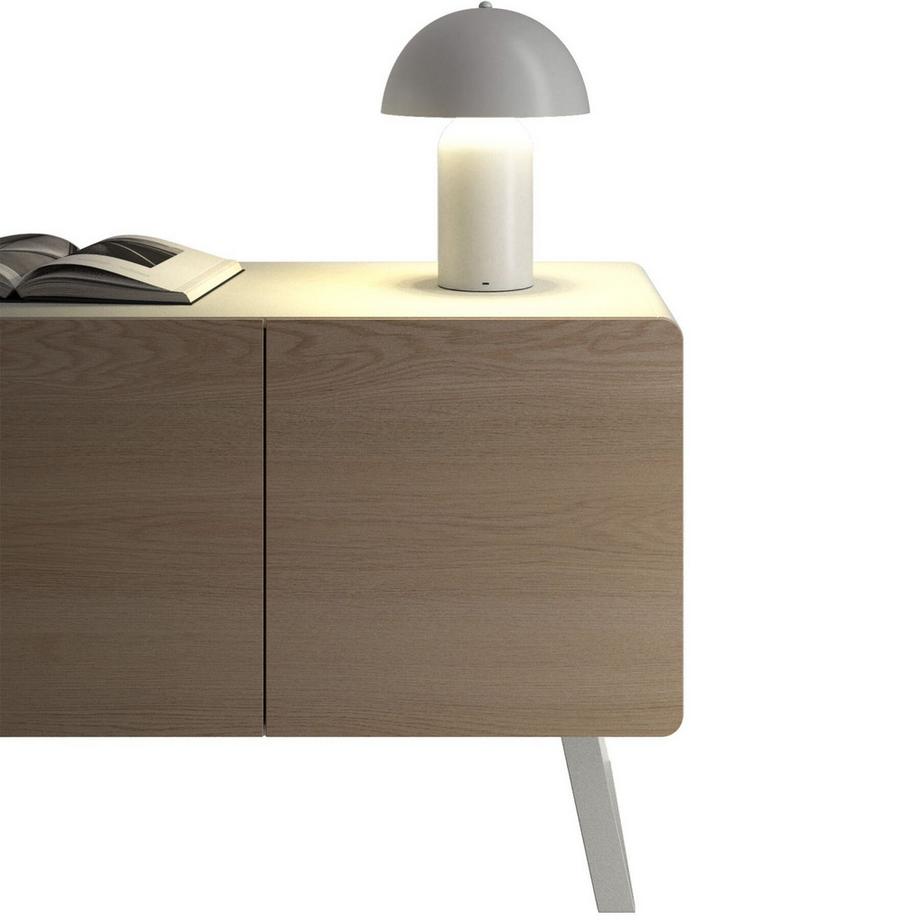 Tectake  Akku-Tischlampe Kade Retro-Pilzdesign im 70er-Jahre-Stil, indirektes Licht beschichteter Stahl, 3 Helligkeitsstufen, 5 W 