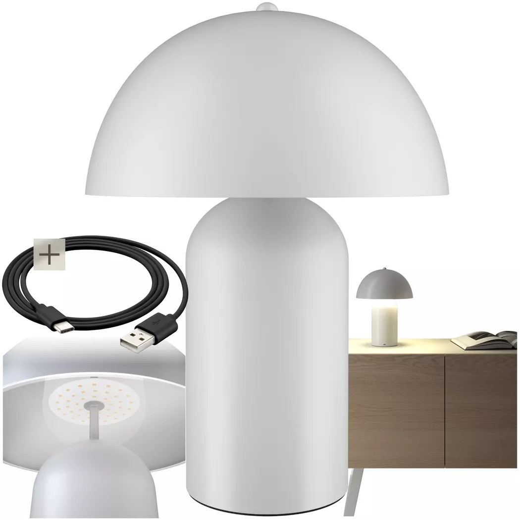Tectake – Kleine Retro-Tischlampe Kade, dimmbar, 40W, Weiss