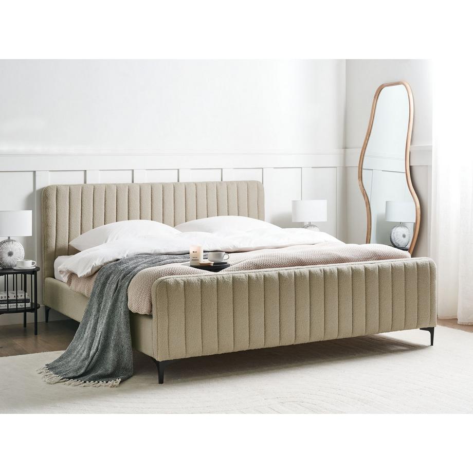 Beliani Bett mit Lattenrost aus Bouclé Minimalistisch LUNAN  