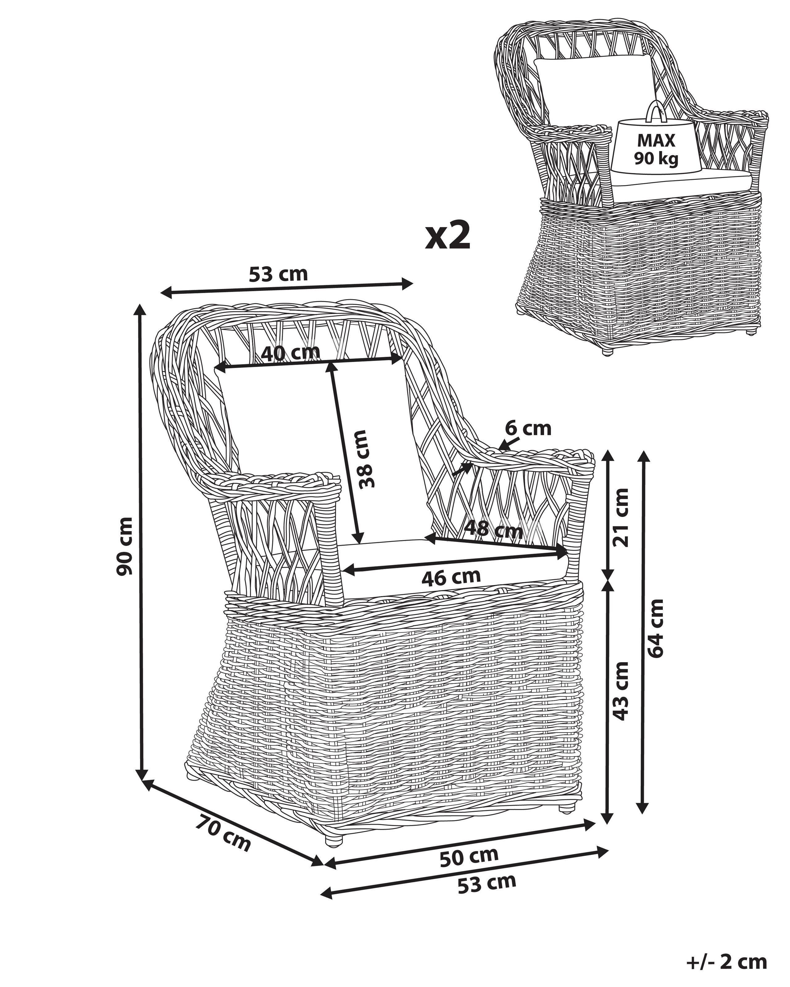 Beliani  Gartensessel 2er Set aus Rattan Klassisch MAROS II 