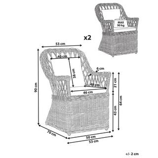 Beliani  Gartensessel 2er Set aus Rattan Klassisch MAROS II 