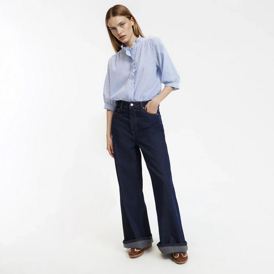 La Redoute Collections Blouse coton rayé col victorien manches coudes  